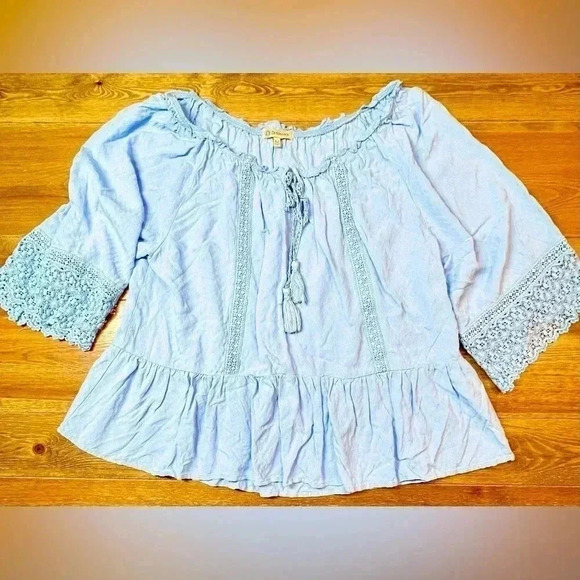 Democracy Tops - Democracy | Bohemian Lace Blouse | Cornflower Blue | XL